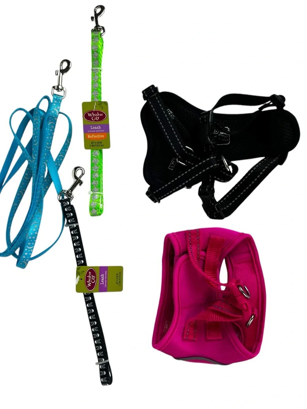 Boots & Barkley Dog Harness Lot 2 Harnesses 3 Leashes Whisker City Reflective
